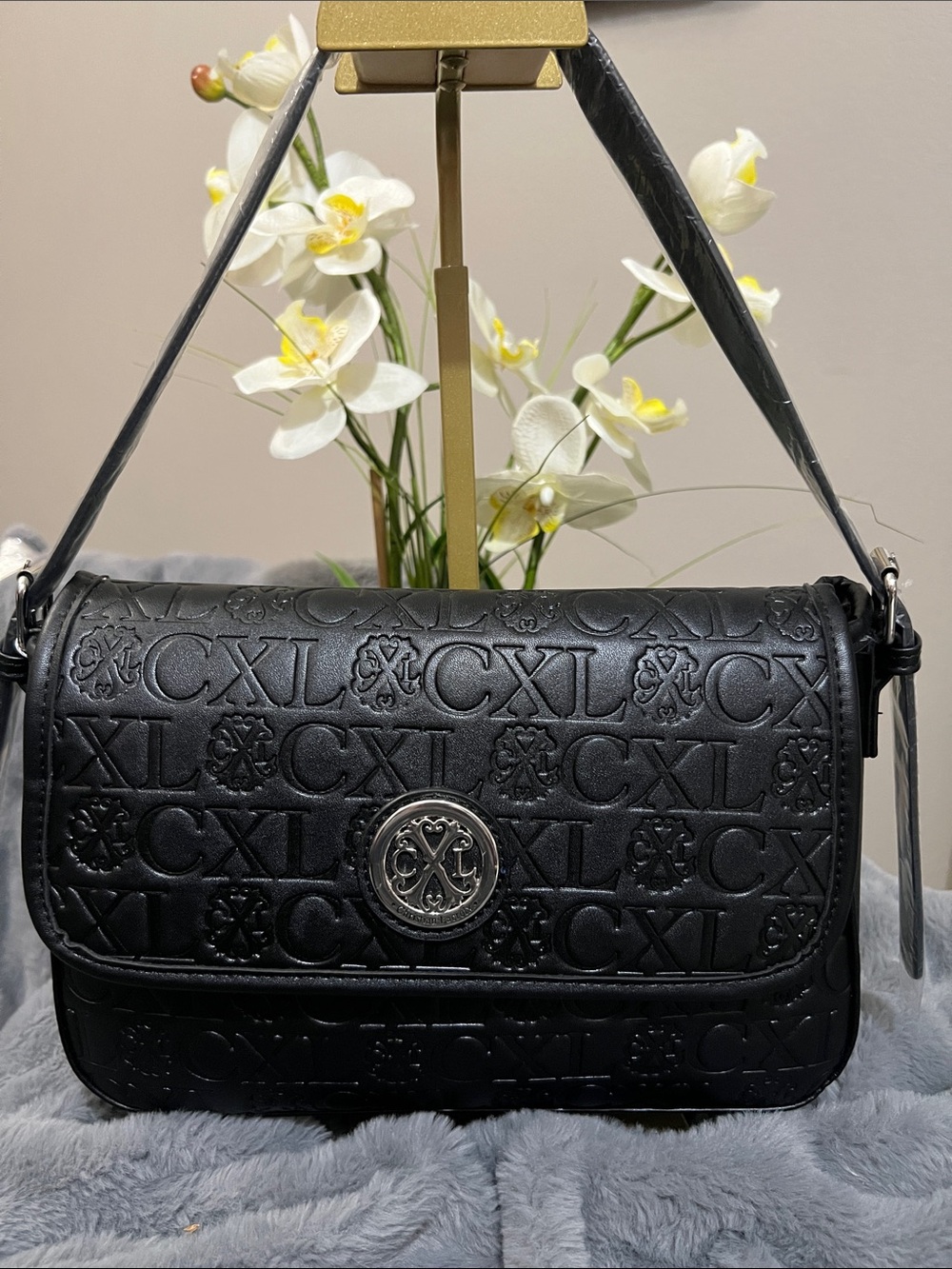 Christian Lacroix Black Embossed CXL Shoulder Bag NWT retail $98